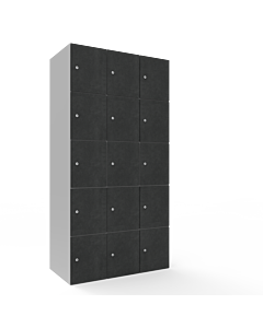 HPL locker met 15 vakken - H.180 x B.90 cm (staal + HPL) Lichtgrijs (RAL7035) Beton (B041)