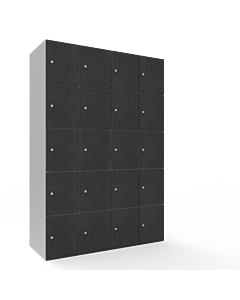 HPL locker met 20 vakken - H.180 x B.120 cm (staal + HPL) Lichtgrijs (RAL7035) Beton (B041)