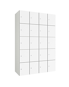 HPL locker met 20 vakken - H.180 x B.120 cm (staal + HPL) Lichtgrijs (RAL7035) Wit (B070)