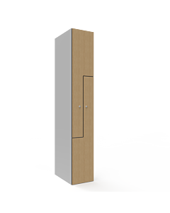 HPL Z locker voor 2 personen - H.180 x B.30 cm (Staal + HPL) Lichtgrijs (RAL7035) Eiken (C102)