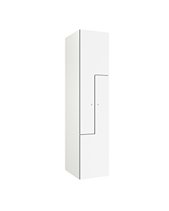 HPL Z locker voor 2 personen - breed model - H.180 x B.40 cm (Staal + HPL) Lichtgrijs (RAL7035) Wit (B070)