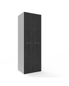 HPL Z locker voor 4 personen - H.180 x B.60 cm (Staal + HPL) Lichtgrijs (RAL7035) Beton (B041)