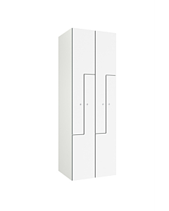 HPL Z locker voor 4 personen - H.180 x B.60 cm (Staal + HPL) Lichtgrijs (RAL7035) Wit (B070)