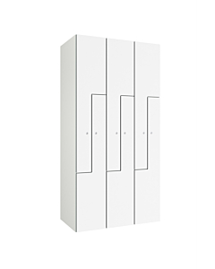 HPL Z locker voor 6 personen - H.180 x B.90 cm (Staal + HPL) Lichtgrijs (RAL7035) Wit (B070)