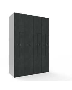HPL Z locker voor 8 personen - H.180 x B.120 cm (Staal + HPL) Lichtgrijs (RAL7035) Beton (B041)