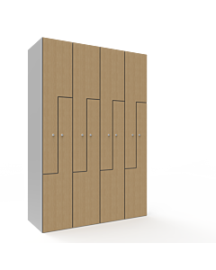 HPL Z locker voor 8 personen - H.180 x B.120 cm (Staal + HPL) Lichtgrijs (RAL7035) Eiken (C102)
