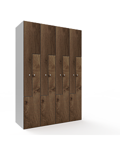 HPL Z locker voor 8 personen - H.180 x B.120 cm (Staal + HPL) Lichtgrijs (RAL7035) Walnoot (N056)
