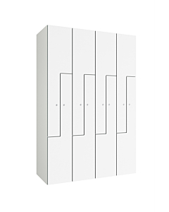 HPL Z locker voor 8 personen - H.180 x B.120 cm (Staal + HPL) Lichtgrijs (RAL7035) Wit (B070)