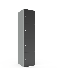 Metalen locker met 4 vakken - breed model - H.180 x B.40 cm Lichtgrijs (RAL7035) Antraciet (RAL7024)