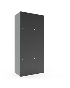 Halfhoge locker voor 4 personen met legbord en kledingroede + 3 kledinghaken - H.180 x B.80 cm Lichtgrijs (RAL7035) Antraciet (RAL7024)