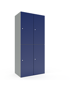 Halfhoge locker voor 4 personen met legbord en kledingroede + 3 kledinghaken - H.180 x B.80 cm Lichtgrijs (RAL7035) Blauw (RAL5010)