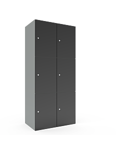 Metalen locker met 6 vakken - breed model - H.180 x B.80 cm Lichtgrijs (RAL7035) Antraciet (RAL7024)