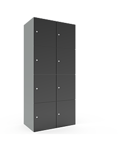 Metalen locker met 8 vakken - breed model - H.180 x B.80 cm Lichtgrijs (RAL7035) Antraciet (RAL7024)