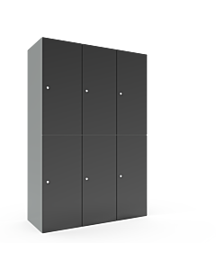 Halfhoge locker voor 6 personen met legbord en kledingroede + 3 kledinghaken - H.180 x B.120 cm Lichtgrijs (RAL7035) Antraciet (RAL7024)