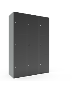 Metalen locker met 9 vakken - breed model - H.180 x B.120 cm Lichtgrijs (RAL7035) Antraciet (RAL7024)