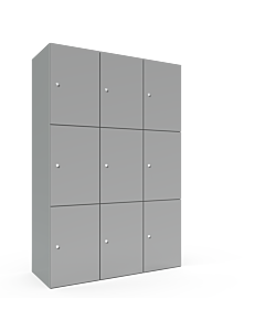 Metalen locker met 9 vakken - breed model - H.180 x B.120 cm