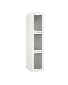 Metalen locker met 3 vakken en plexiglas deuren (breed model) - H.180 x B.40 cm Wit (RAL9010) Wit (RAL9010)