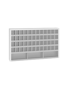 Open vakkenkast met 48 kleine en 3 grote vakken - H.90 x B.150 cm Lichtgrijs (RAL7035) Lichtgrijs (RAL7035)