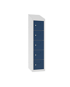 Kantine locker met 5 vakken - geschikt voor zwevende muurmontage - H.109 x B.24 cm Lichtgrijs (RAL7035) Gentiaanblauw (RAL5010)