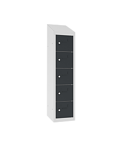Kantine locker met 5 vakken - geschikt voor zwevende muurmontage - H.109 x B.24 cm Lichtgrijs (RAL7035) Antracietgrijs (RAL7016)