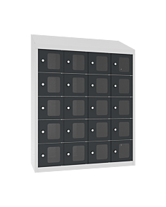 Kantine locker met 20 doorzichtige vakken - geschikt voor zwevende muurmontage - H.109 x B.81 cm