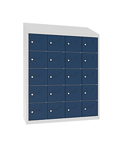 Kantine locker met 20 vakken - geschikt voor zwevende muurmontage - H.109 x B.81 cm Lichtgrijs (RAL7035) Gentiaanblauw (RAL5010)