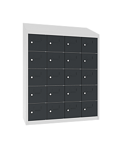 Kantine locker met 20 vakken - geschikt voor zwevende muurmontage - H.109 x B.81 cm Lichtgrijs (RAL7035) Antracietgrijs (RAL7016)