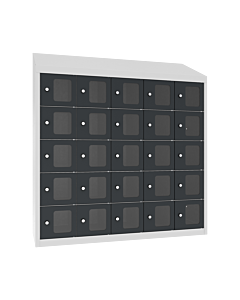 Kantine locker met 25 doorzichtige vakken - geschikt voor zwevende muurmontage - H.109 x B.100 cm Lichtgrijs (RAL7035) Antracietgrijs (RAL7016)