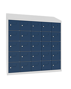 Kantine locker met 25 vakken - geschikt voor zwevende muurmontage - H.109 x B.100 cm Lichtgrijs (RAL7035) Gentiaanblauw (RAL5010)