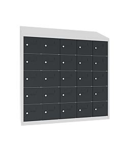 Kantine locker met 25 vakken - geschikt voor zwevende muurmontage - H.109 x B.100 cm Lichtgrijs (RAL7035) Antracietgrijs (RAL7016)