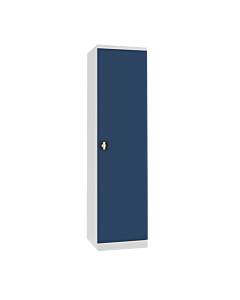 Smalle werkplaatskast met 3 verstelbare legborden en 2 laden - H.195 x B.50 cm Lichtgrijs (RAL7035) Gentiaanblauw (RAL5010)