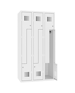 Z locker voor 6 personen met hang- en leggedeelte - H.180 x B.90 cm Zuiver wit (RAL9010) Zuiver wit (RAL9010)