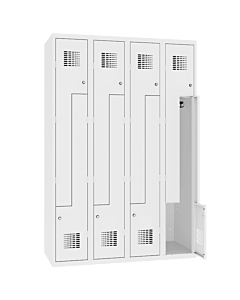 Z locker voor 8 personen met hang- en leggedeelte - H.180 x B.120 cm Zuiver wit (RAL9010) Zuiver wit (RAL9010)