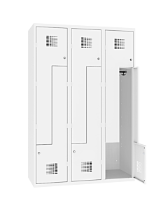 Metalen Z locker voor 6 personen met hang- en leggedeelte - H.180 x B.90 cm Zuiver wit (RAL9010) Zuiver wit (RAL9010)