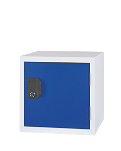 Kubus locker 30,5 cm³ klein model- stapelbaar - lichtgrijs (RAL7035) Gentiaanblauw (RAL5010)