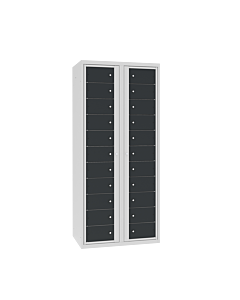 Kledinguitgifte locker met 22 vakken en 2 centrale deuren Lichtgrijs (RAL7035) Antracietgrijs (RAL7016)