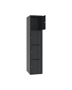 Schoolkluisjes met 4 brede vakken en extra sterke bolvormige deuren - H.180 x B.40 cm Antracietgrijs (RAL7016) Antracietgrijs (RAL7016)